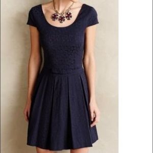 Anthropologie Paper Crown Jacquard Flare Dress